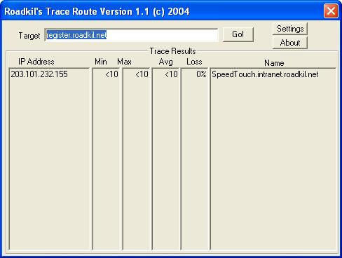 Roadkil's Trace Route Screenshot
